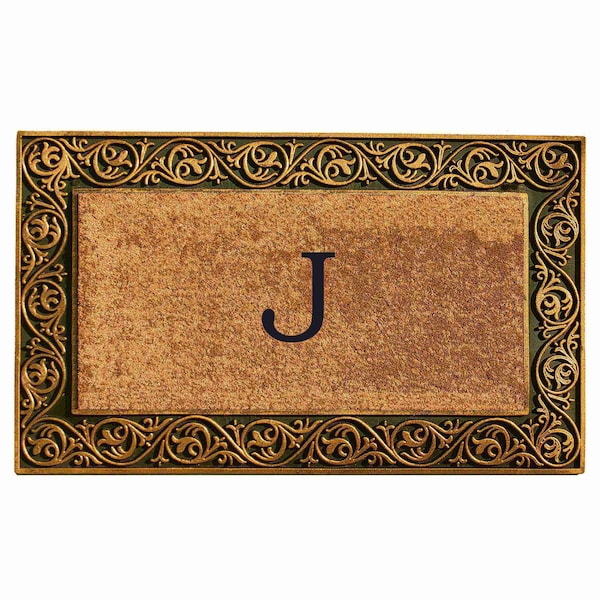 Calloway Mills Monogram Door Mat, Gold, Black, Natural, 18 in W x 30 in L 10001GOLDJ - main